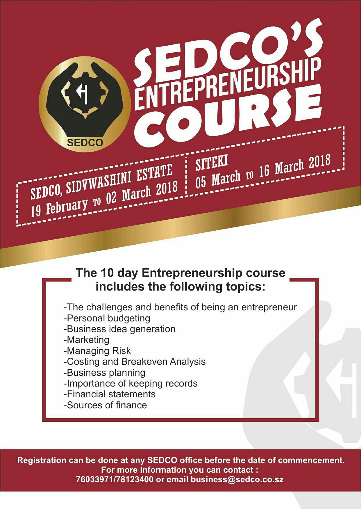 SEDCOs Entrepreneurship Course Pic